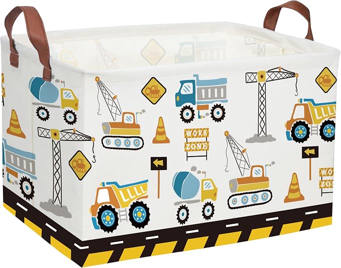 Car Basket Rectangular Book Basket Storage Bin Organizer Book Shelf Box Room Decor(Engineering vehicle)