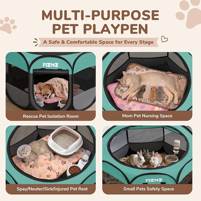 Dog Cat Small Animal Puppy Playpen Crate with 3 Blankets, Small, Blue | Portable Pop Up Pet Cage Enclosure Tent Kennel Indoor Outdoor with Carrying Case, No Assembly, Camping Use