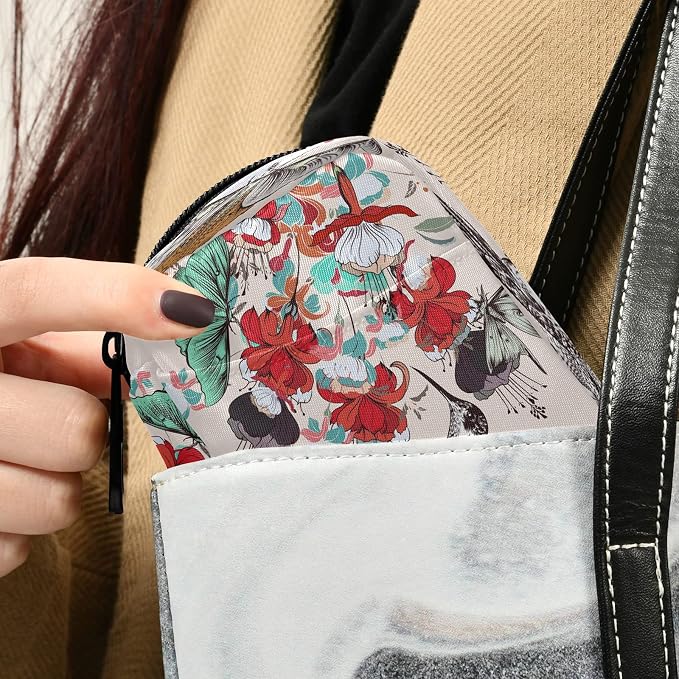 Naanle Floral Butterfly Hummingbird 7 Day Pill Case Travel Pill Organizer Bag with Zipper Portable Weekly Case Compact Size for Vitamin Supplement Holder