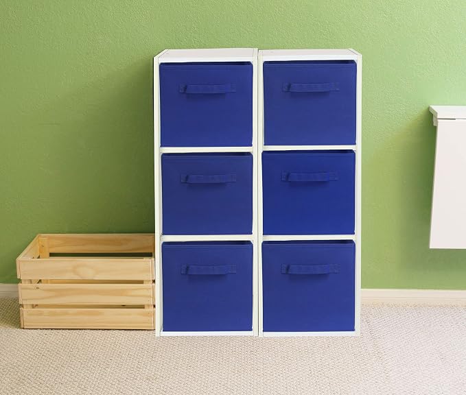Simple Houseware 11-Inch Foldable Cube Storage Bins, Dark Blue, 6-Pack | Lightweight & Durable Structure Fabric Cubes Organizer for Closet or Shelves