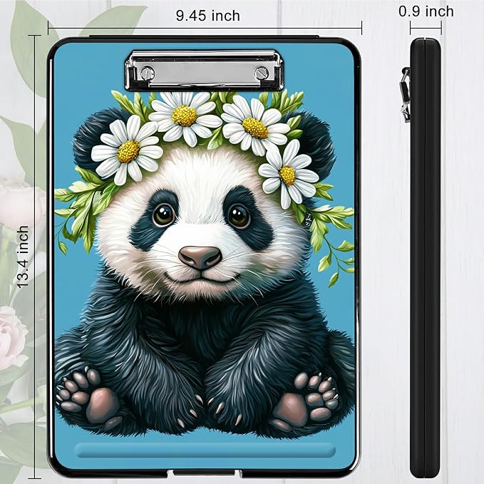Daisy Panda A4 Clipboard with Storage Pen Holder, Clipboards Organizer Nursing Clipboard Foldable File Folder Plastic Clipboard Folio Clip Board for Office Students Classroom Doctor