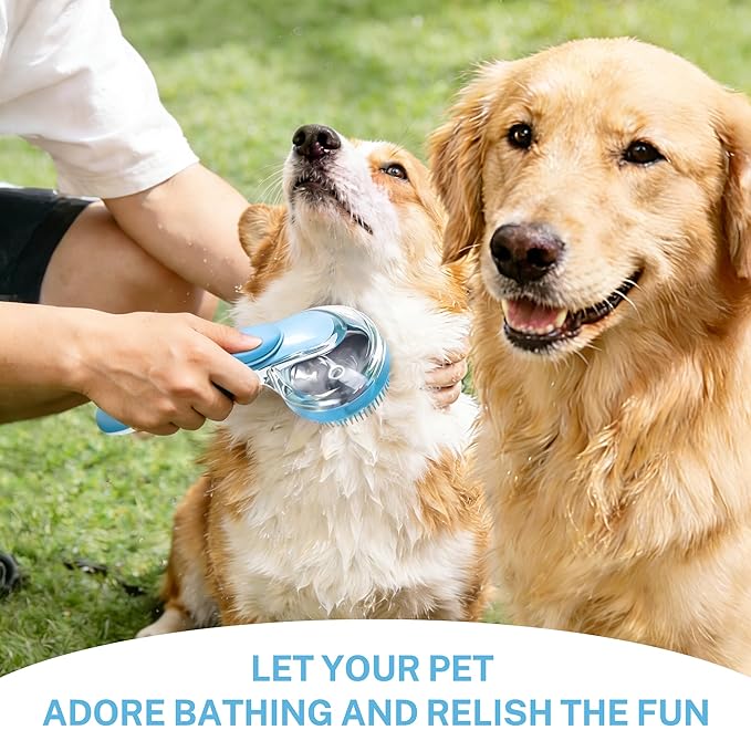 Pet Bath Massage Brush, Bath Scrubber for Dogs, Gentle Silicone Pet Bath Brush for Dogs & Cats (1.5mm Firm Bristles)