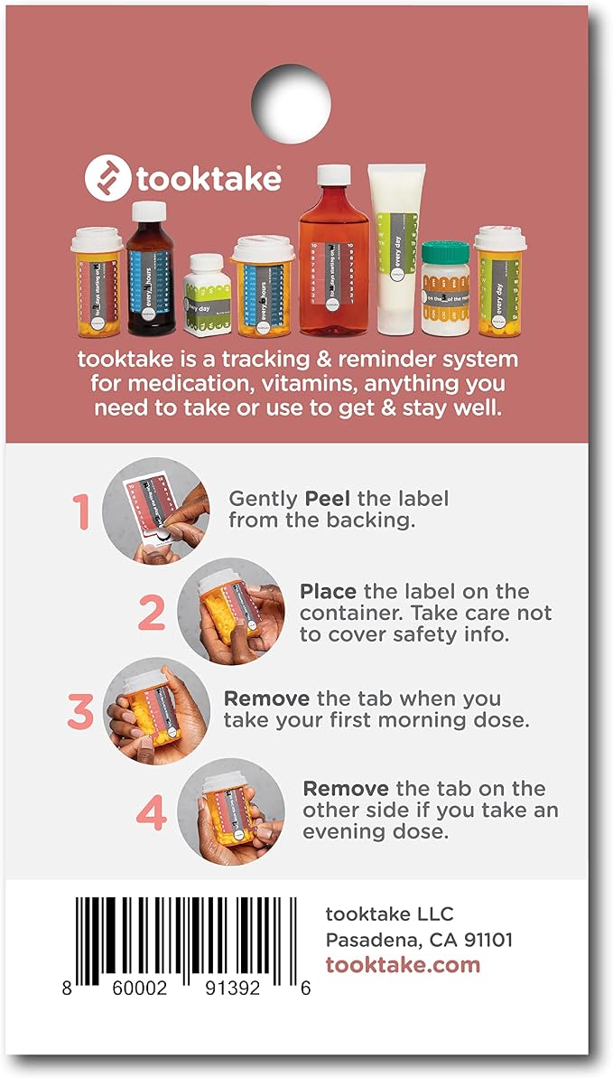 TOOKTAKE 10-Day Tracking Stickers for Vitamins & Medication in All Forms,Vitamin Organizer,Easy Pill Tracker,Daily Pill Organizer,Medicine Organizer,Weekly Pill Box,7 Day Week, AM/PM, Day & Night