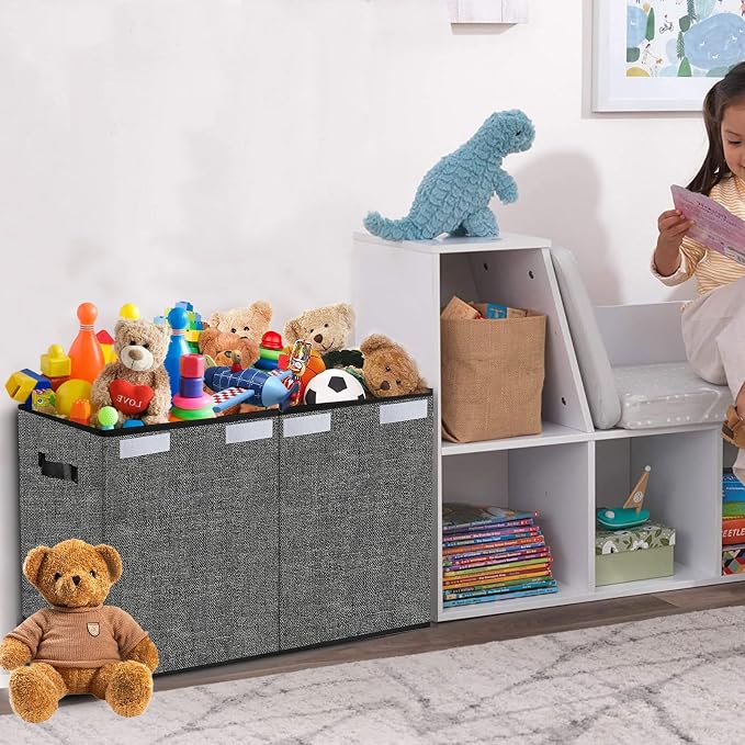 Pantryily Large Foldable Toy Storage Box with Lid,Plush Toy Organizer Chest
