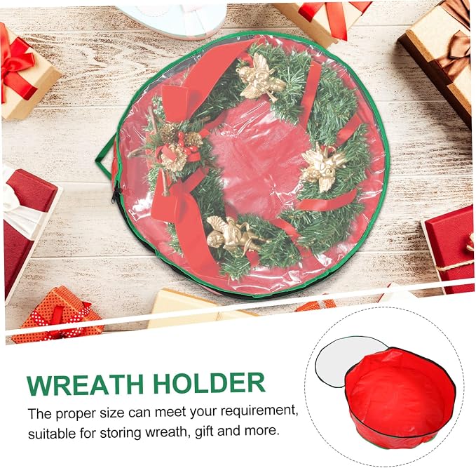 1pc Household Garland Storage Bag with Clear Window Christmas Wreath Packing Bag for Holiday Decoration and Easy to Carry for Organizing Seasonal Supplies
