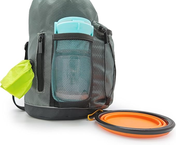 Waterproof Roll Top Pet Dog Food Travel Organizer Storage Bag Trash Bag Dispenser for Trips Outdoor Camping Free 350ml Portable Folding Bowl, 30 Cups / 10 lbs Large
