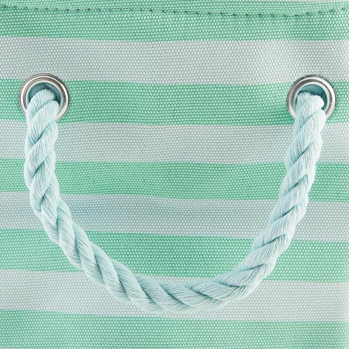 Bone Dry Pet Storage Collection Striped Paw Patch Bin, Aqua, Small Rectangle