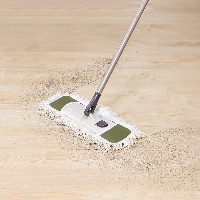 Eyliden Dust Mop, 2 Microfiber Pads, Home Commercial Cleaning, Quick Swap | 52.6" Adjustable Handle, 360° Swivel, Washable, Wet Dry Mops for Kitchen Hardwood Vinyl Tile Floor Cleaning, Push Dust Broom