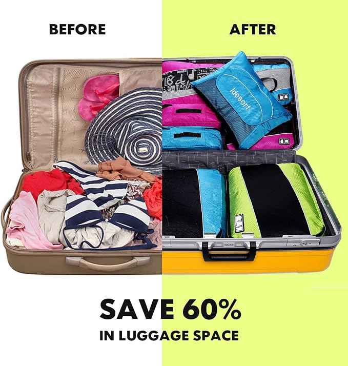 Packing Cubes large Luggage Organizers Bags For Travel Organizing Clothes | Mixed Color 8 Set Suitable family or two-person trips; breathable mesh make easy to sort; durable and convenient to store