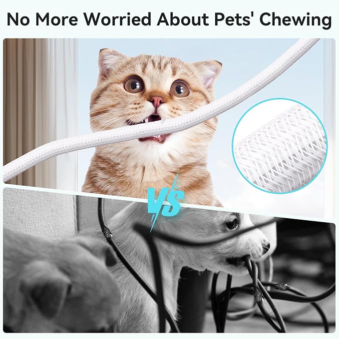 Cable Tidy Sleeve, 13mm(0.51") - 3m(9.84ft)(White) | Cable management tube for PC/TV, self-winding wire tidy organiser for home, office, made of safety PET materials, easy to use