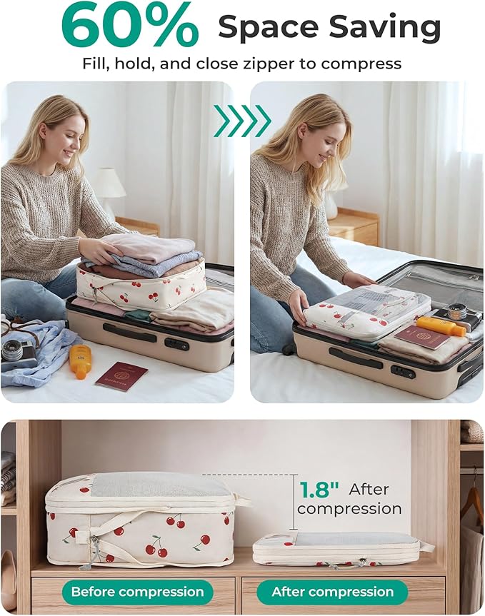 BAGSMART Compression Packing Cubes for Travel Essentials | 14 Set /6 Set /4 Set/2 Set, Lightweight, Durable