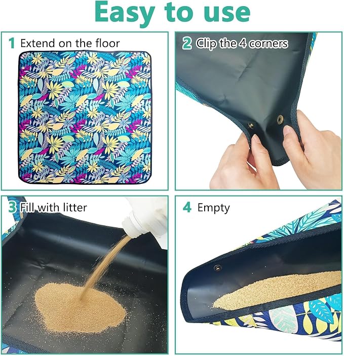 BNOSDM Travel Litter Box for Cats Portable Litter Boxes Kit Foldable Litterbox with Scoop Bowl Waterproof & Non-Stick for Car, Hotels, Outings, Temporary Stays