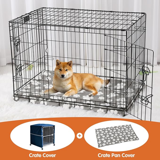 BALAPET Washable Dog Crate Pan Cover, Soft Plush Velvet Liner for Dog Crate Tray Fitted Cover for Pet Crate Pan 49 x 30 Inch,Reusable Pan Cover Only(49.2x30.7in)