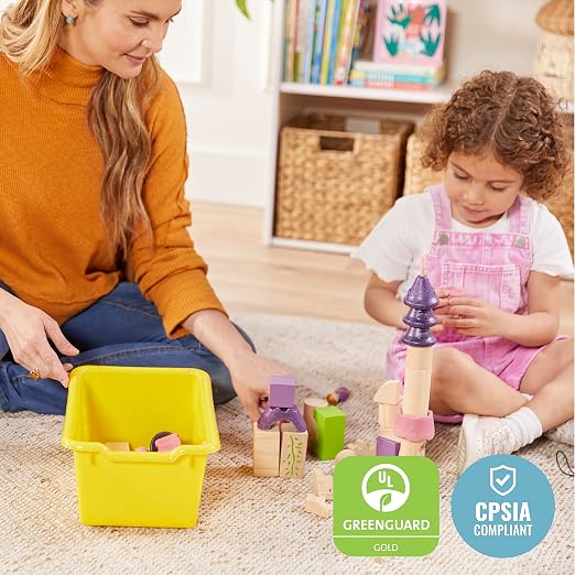 ECR4Kids Scoop Front Storage Bins, Multipurpose Organization, Yellow, 10-Piece | Durable plastic, GREENGUARD Gold Certified, 1.2 gallon capacity, lightweight & nestable, built-in handle, classroom/home use