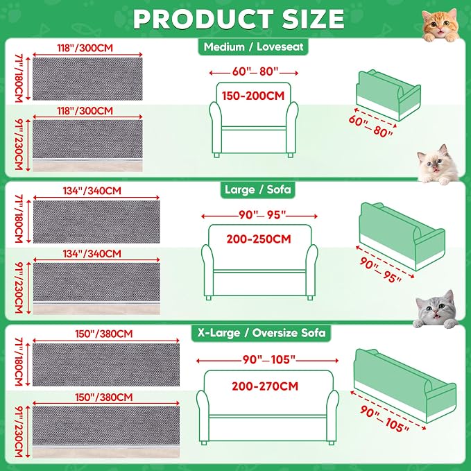 Loiion Cat Scratch Proof Furniture Protector Waterproof Sofa Cover 118"x71" | Pet-Friendly Couch Protector, Anti-Scratch & Anti-Slip Sofa Cover For Cats Dogs Kids, Machine Washable