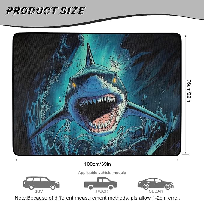 Sea Shark Car Cargo Liner, Universal Trunk Liner Non Slip Floor Mat Shark Car Accessories, All Weather Used Automotive Trunk Protection Mat for Cars, SUVs, Trucks (Blue)