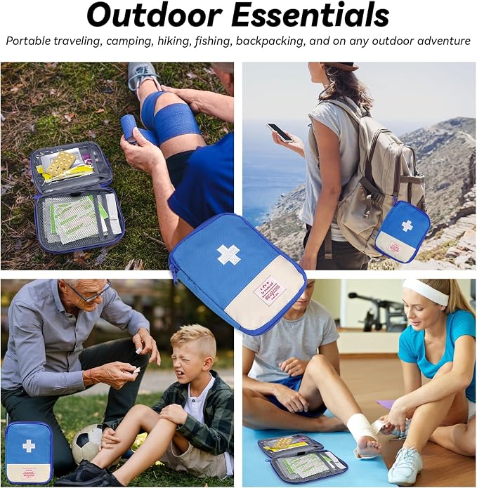 Faylapa 3 Pcs Mini Empty First Aid Bag, 7x5 inches Mini Portable Medical Pouch, Travel Emergency Multifunction Emergency Storage Bag for Hiking, Home, Travel, Camping, Outdoor, Car, Office(Bag Only)
