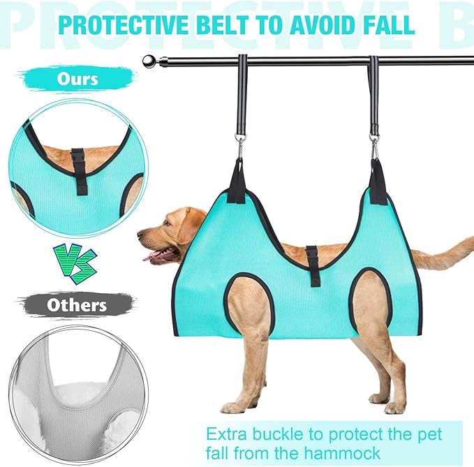 ATESON Dog Grooming Hammock - Upgrade Pet Grooming Harness for Nail Trimming (XL 80lb), Dog Sling for Nail Clipping, Dog Hanging Holder Hanger for Cutting Nail with Nail Clippers