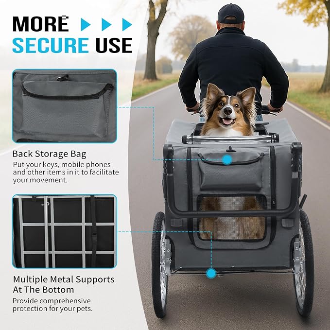 Ktaxon 2-in-1 Pet Bike Trailer, Heavy Duty 132lbs Load Capacity Foldable