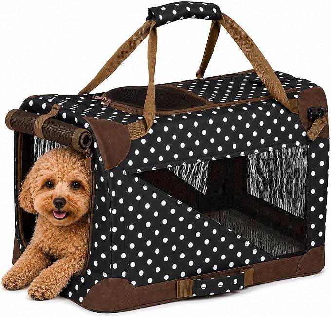 Pet Life ® Vista-View 360 Degree Zippered and Collapsible Soft Folding Pet Dog Crate Travel Dog Kennel with Zippered Entrances