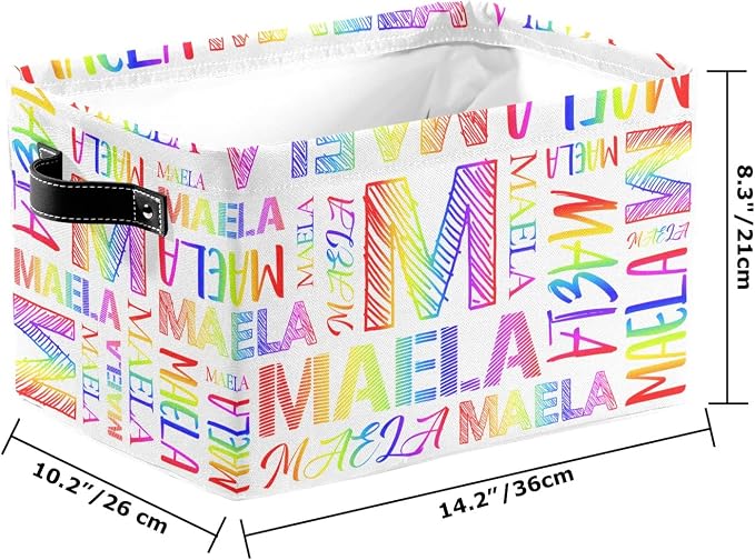 Foldable Personalized Storage Box for Boys Girls with Name Waterproof Kids Custom Storage Bin Baskets Cube Boxes Organizer with Handles for Organizing Shelf Closet, 1 Pack