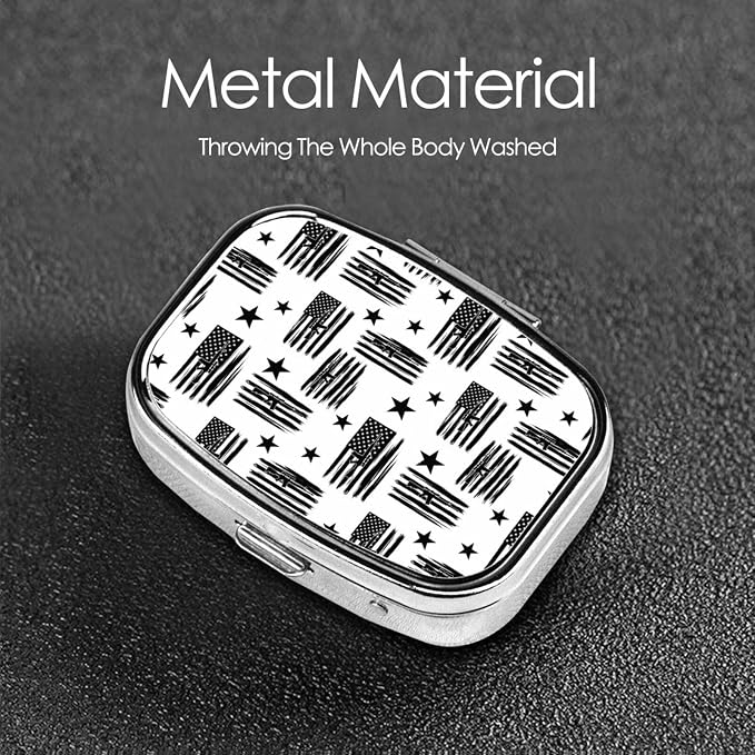 Outdoor Pill Box Rugged Medicine Case Waterproof Supplement Organizer Backpacking Gear, American Hunting Flag