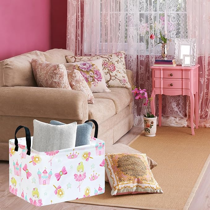 Castle Princess Storage Laundry Basket | Gift Storage Basket, Nursery Hamper, Home Bedroom, Laundry Hamper, Shelf Baskets
