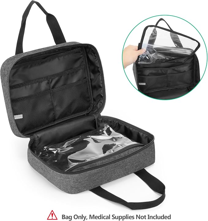 Empty First Aid Kits Case, Portable Emergency Kit Organizer, Gray | Medical Bag for Emergency Supplies and Pill Bottles, Large Capacity, for Hiking, Camping, Car, Travel, Home and Outdoor