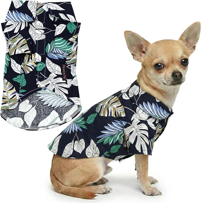 Parisian Pet Palm Leaves Dog Shirt - Cotton Clothes for Small Dogs - Stylish Tropical Dog Outfit - Lightweight and Soft Puppy Clothes - Trendy Tshirts for Dogs - Comfortable Summer Camp Pet Apparel
