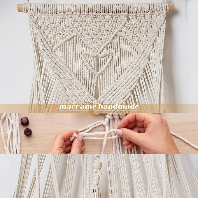 Amdermi Stuffed Animal Net or Hammock Wall Hanging Net Over Door Organizer for Stuffies Plush Toy Storage Boho Macrame Toy Display Nursery Bedroom Decor Stuffy Animal Toy Organizer (Cream)