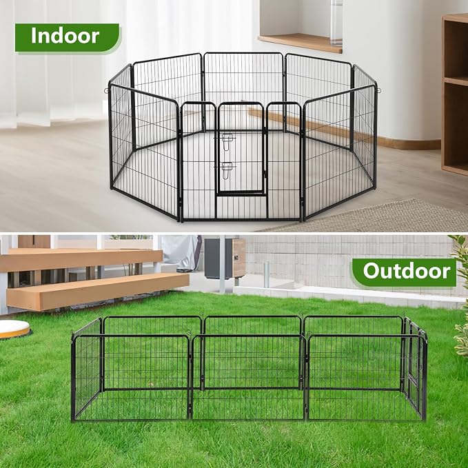 BestPet | Dog Playpen | 40", 8 Panels | Heavy Duty Metal Pet Exercise Pen | Indoor/Outdoor Fence Panels | Rust-Resistant, Removable, Tool-Free Setup | Anti-Skid, Expandable Design
