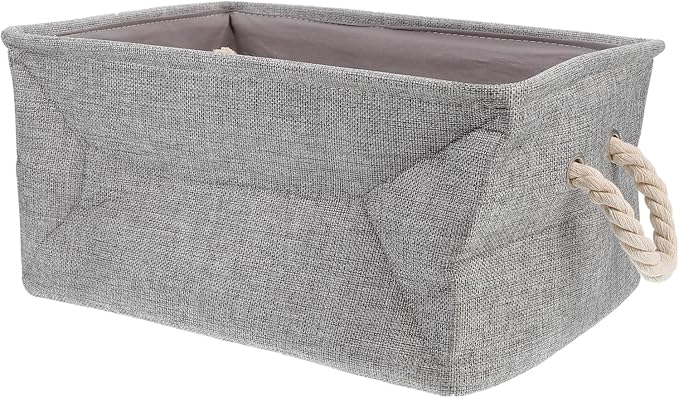 POPETPOP Portable Canvas Storage Basket Handle Versatile Organizer Bin for Toys Sundries and Pet Supplies Random Interior Colors