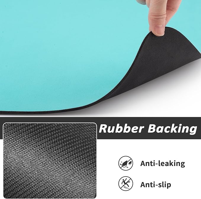 HotLive Dog Food Mat - Absorbent Cat Mat for Food and Water, No Stains Pet Feeding Bowl Mat, Easy to Clean Pet Placemats, Quick Dry Dog Water Dispenser Mat for Messy Drinkers | Paw Teal 16"x 24"