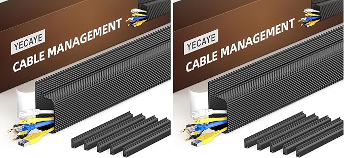 YECAYE 12 Pack Cable Management, Cord Organizer, Cable Organizer, Adhesive Mount Cord Organizer for Desk, No-Drill Desk Wire Management for Home Office, Baby proofing, Black