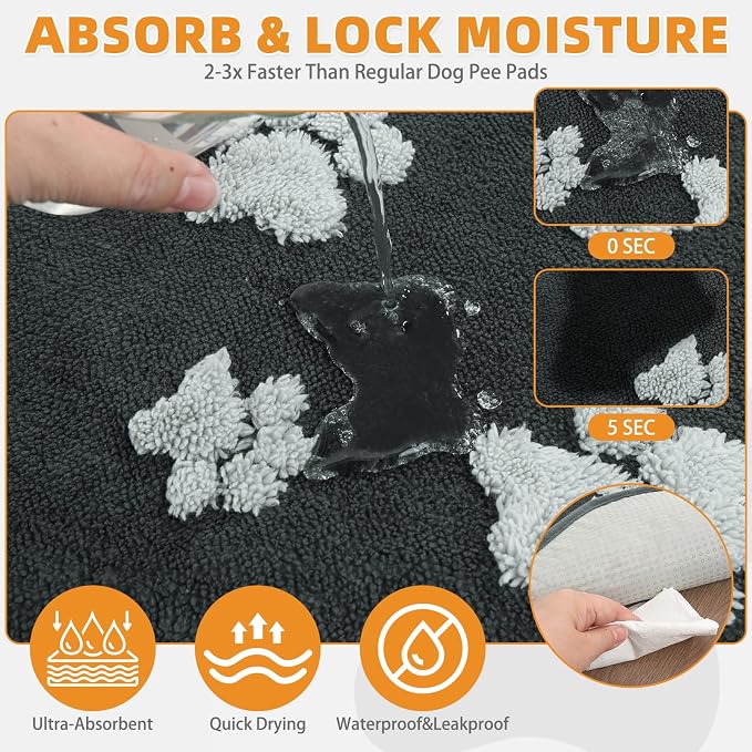 Washable & Waterproof Dog Whelping Pad for Large Dogs, 36x41in Super Absorbent & Soft Warm Plush Puppy Pads Potty Training, Quick Dry Reusable Pet Mats for Whelping Box Supplies,Playpen,Crate