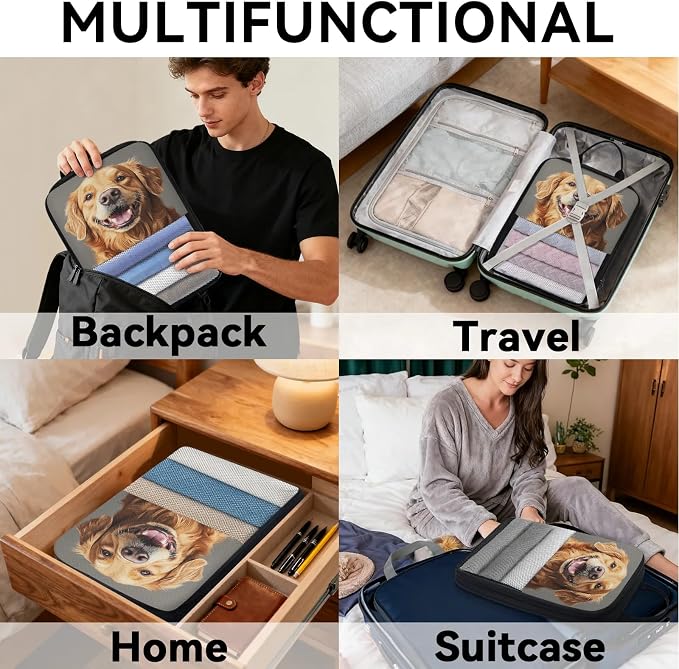 Labrador Dog 6 Set Compression Packing Cubes Cute Expandable Packing Organizer for Travel Accessories Luggage Suitcase Bag