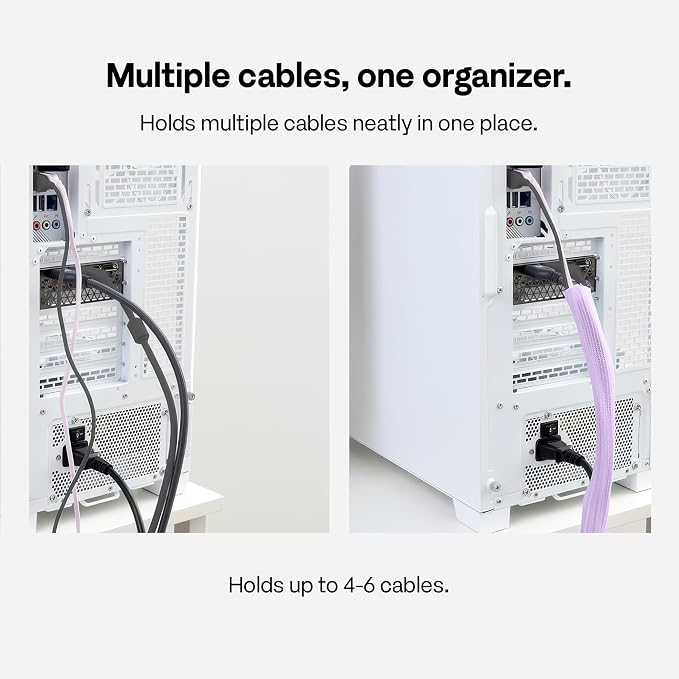 Pixio 10FT Tubing Cable Sleeve – Purple 1/2 inch Flexible Cable Management Sleeve for PC, Gaming, TV & Office, Wire Organizer for Desk Cable Cleanup