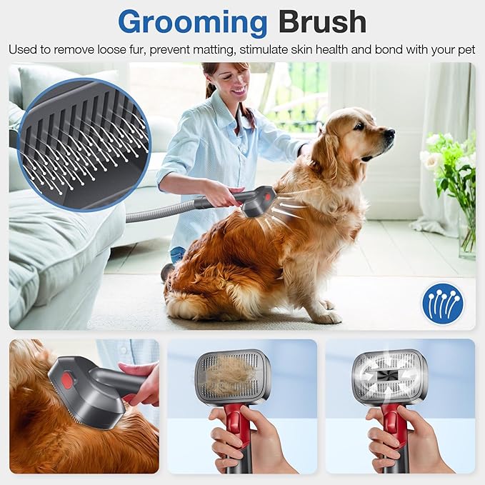 Pet Dog Grooming Attachment Kit Compatible with Dyson V7 V8 V10 V11 V12 V15 Vacuums (Not for V6), Dog Deshedding Brush Attachment for Shedding Grooming, Hair Grooming Tools for Dog and Cat, 6 Pack