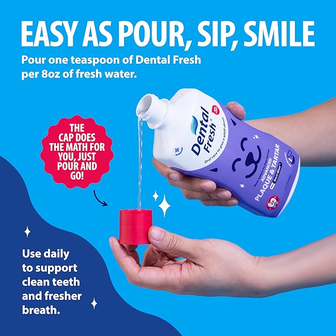 Dental Fresh Plaque & Tartar Control Water Additive for Dogs & Cats – Helps Support Clean Teeth, Healthy Gums & Fresh Breath Just add to Water – Advanced Formula Oral Care, 17 fl oz
