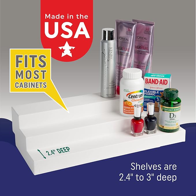 Dial Industries 3 Tier Expandable Cabinet Shelf Organizer, Standard | Slides open to fit narrow or wide cabinets, Adds extra levels for canned goods and jars, Great for pantry, cupboard or closet