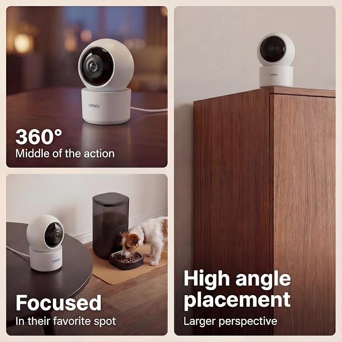 AI Pet Camera Indoor, Multi-Pet Recognition for Up to 6 Pets, 2K 3MP Dog & Cat Camera with 360° Auto Tracking, AI Daily Summaries, Night Vision, 2-Way Audio, 2.4/5GHz WiFi