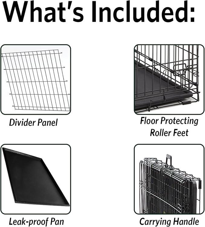 MidWest Homes for Pets Medium Ovation Single Door Folding Dog Crate, 30-Inches, Space-Saving Patented Up & Away Door, Leak-Proof Pan, Divider Panel, Black