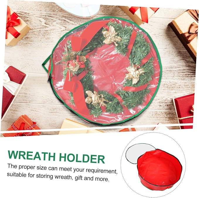 Cabilock 1Pc Christmas Garland Storage Bag with Clear Window Wreath Container for Holiday Decorations and Dust for Wedding and Party Supplies