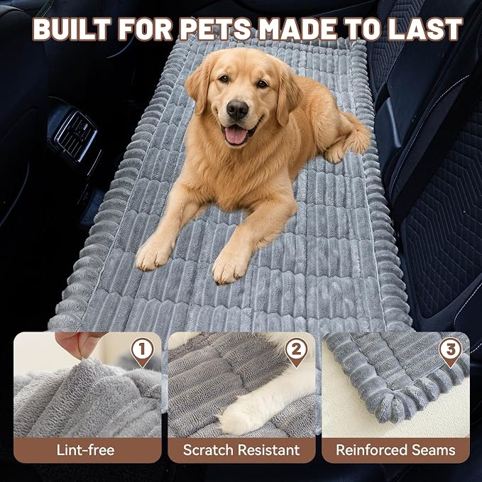 Dog Bed for Car Back Seat, Waterproof Dog Blanket for Car, Light Grey | Dog Bed for Car, Back Seat Dog Bed, Washable & Non-Slip Travel Pet Mat for For the Back Seat and Trunk, Fits Car, Truck & SUV
