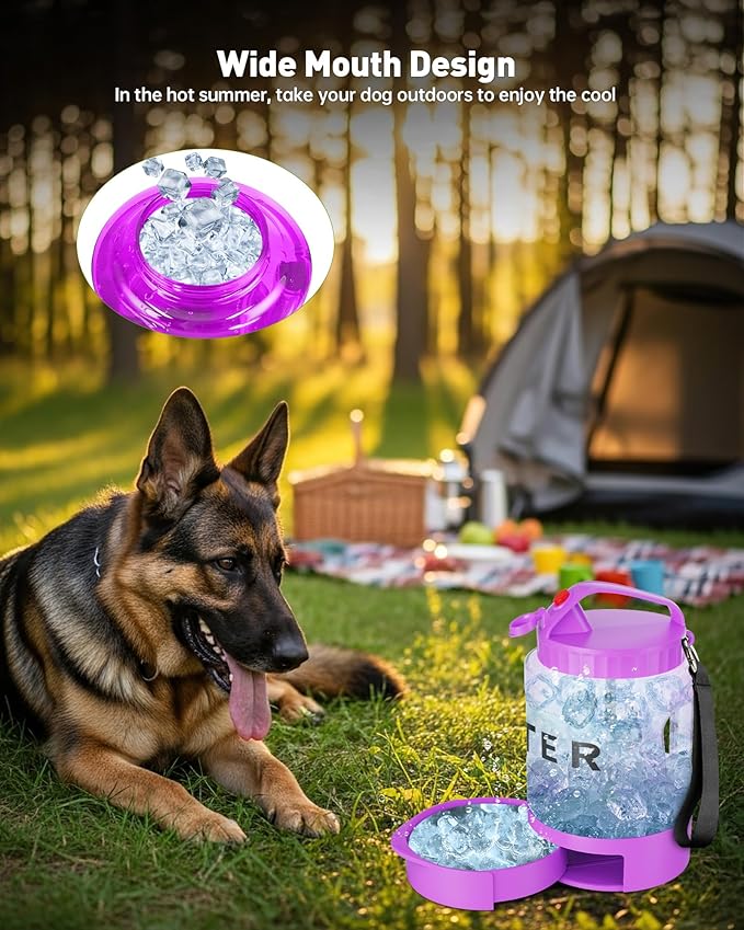 Dog Water Bottle Portable - 77 oz Dog Water Bottle with Bowl Leak Proof, 2 in 1 Pet Travel Cup Suitable Outdoor, Camping, Walking, Beach, Hunting, Large Pet Gear for Dog Lovers （Purple）