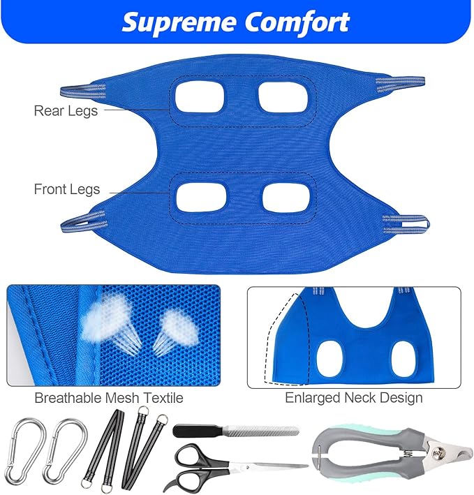 ATESON Pet Grooming Hammock for XXL Large Dogs with Nail Clippers/Nail Trimmers/Grooming Scissors, Dog Grooming Harness for Nail Trimming, Pet Grooming Sling Helper