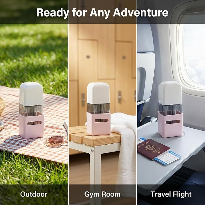 4 in 1 Travel Dispenser Bottle Refillable 4 in 1 Travel Dispenser 60ml Travel Bottles Leakproof Travel Size Containers for Toiletries Shampoo Lotion Pink