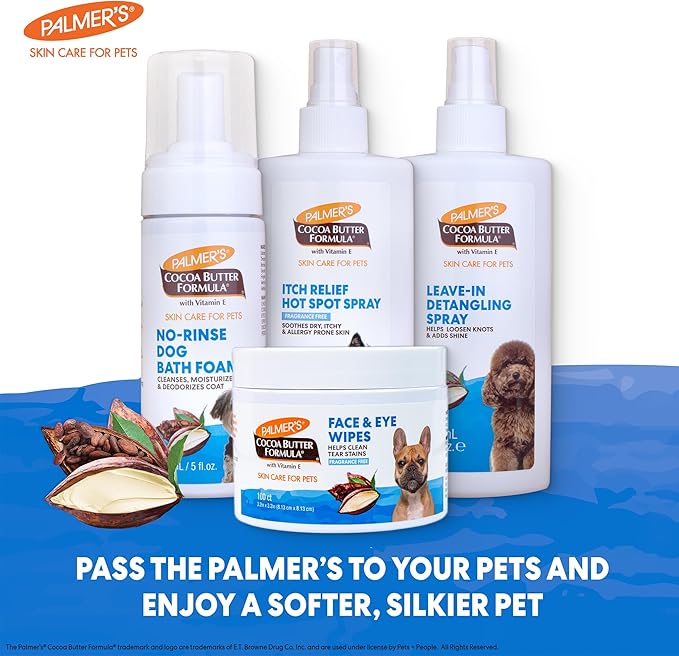 Palmer’s for Pets Cocoa Butter Formula Puppy Wipes for Dogs - Paraben and Phthalate Free Grooming Towelettes with Vitamin E for Between Bath Cleaning and Freshening, 100 Count