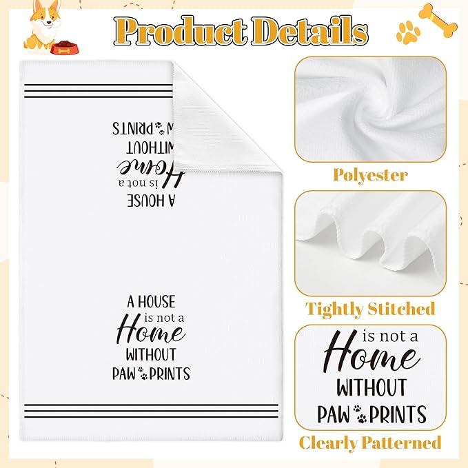 GROBRO7 Paws Prints Hand Towel - 6Pcs Dog Paw Print Bathroom Decor Kitchen Dishcloths Set Soft Polyester Towels for Bath Bar Dining Room Decor Cute Puppy Lovers Gifts for Men Women Housewarming