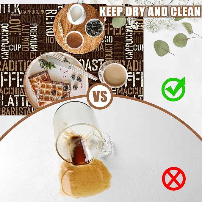 Vintage Coffee Cup Coffee Mat Absorbent Dish Drying Mat for Kitchen Counter Hide Stain Rubber Backed Drying Rack Pad Fit Under Espresso Machine Cafe Table Decoration, 11.8 x 19.7 Inch